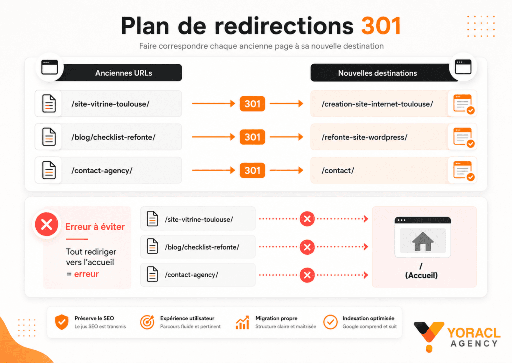 Exemple de plan de redirections 301 pour une refonte WordPress